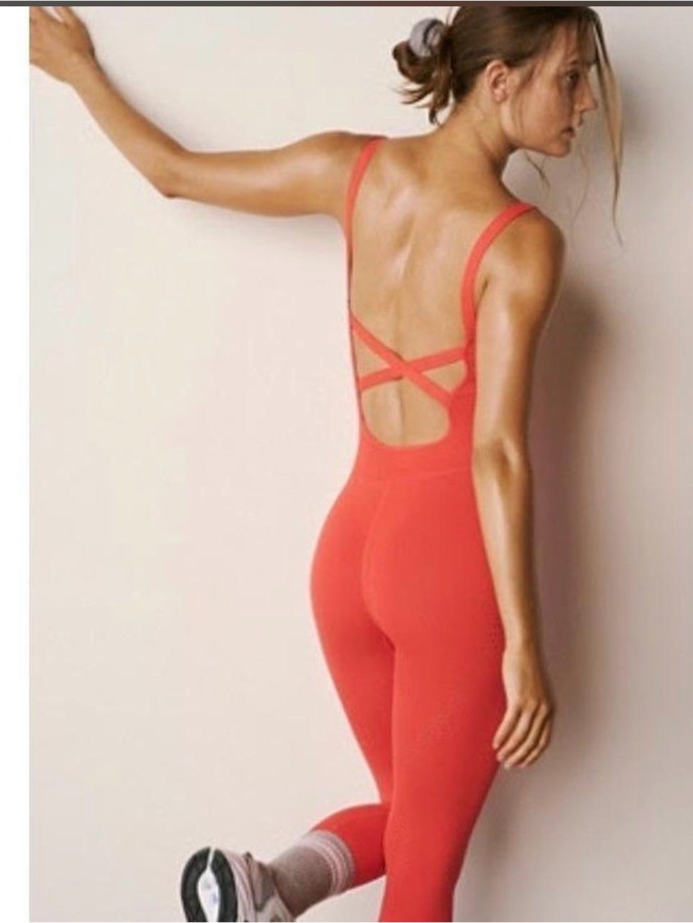 Free People xs/s Red Strappy Open-Back Jumpsuit